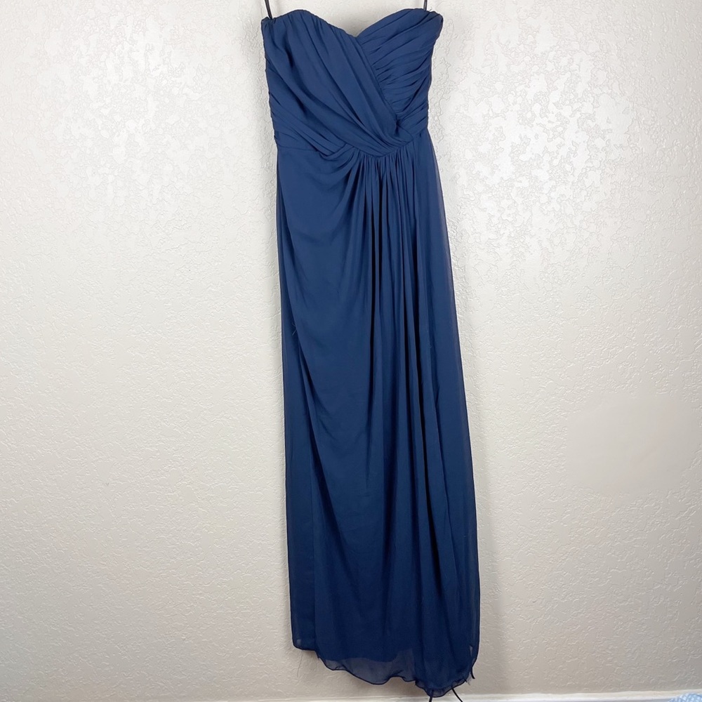 Dessy Collection midnight blue bridesmaid dress